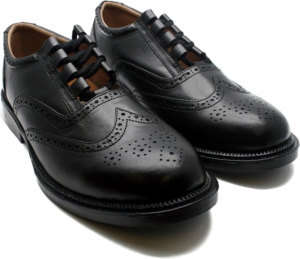 Brook Taverner Mens Leather Upper Ghillie Brogues Shoes for Kilts in Black - Smart Formal, Slip On Wedding Lace Up Dress Shoes - 8 UK