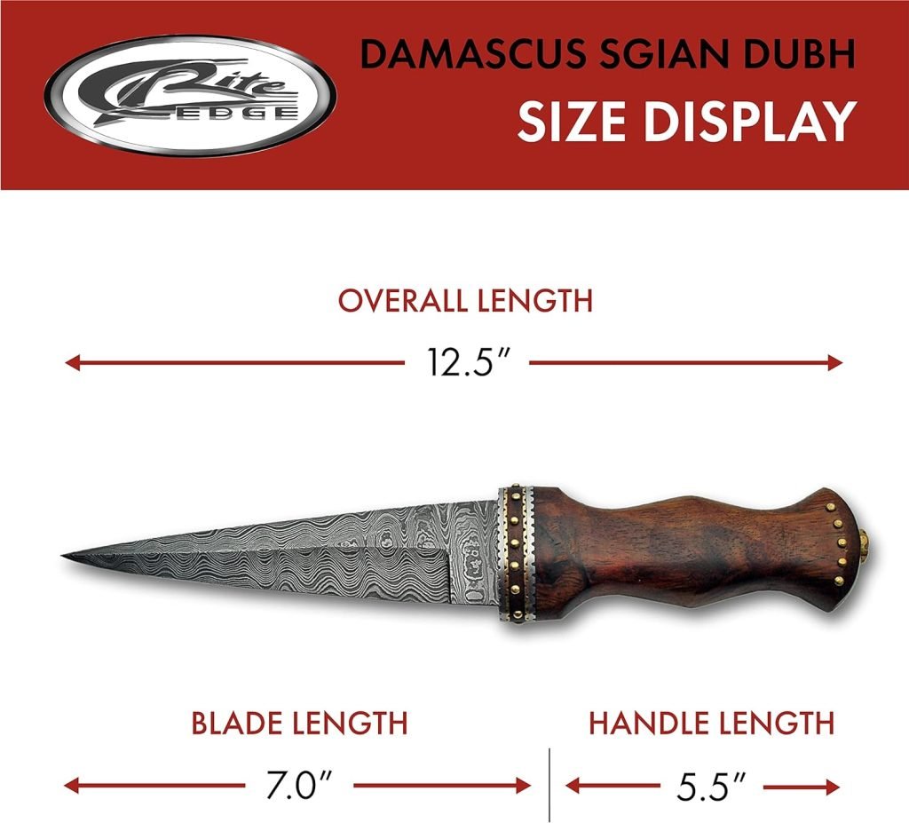 SZCO Supplies 12.5 Damascus Steel Sgian Dubh Scottish Dirk Knife, One Size, Brown (DM-1076)