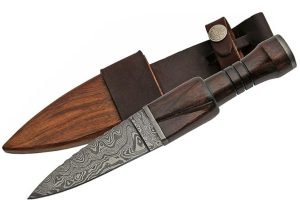 Scottish Style Sgian Dubh Damascus Steel Dirk Knife With Rosewood Handle_1